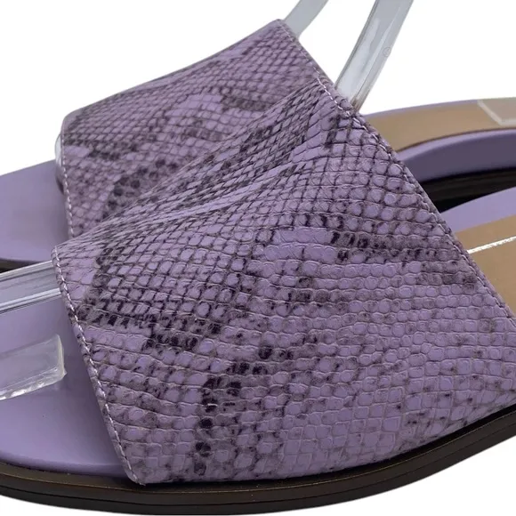 Vionic Womens Shoes Demi Slide Sandals Sz 9.5 Purple Snake Leather Flat Comfort
