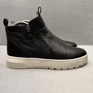 Vionic Brinkely Womens Size 6.5 Sneaker Boot Black Leather Side Zip Slip-On