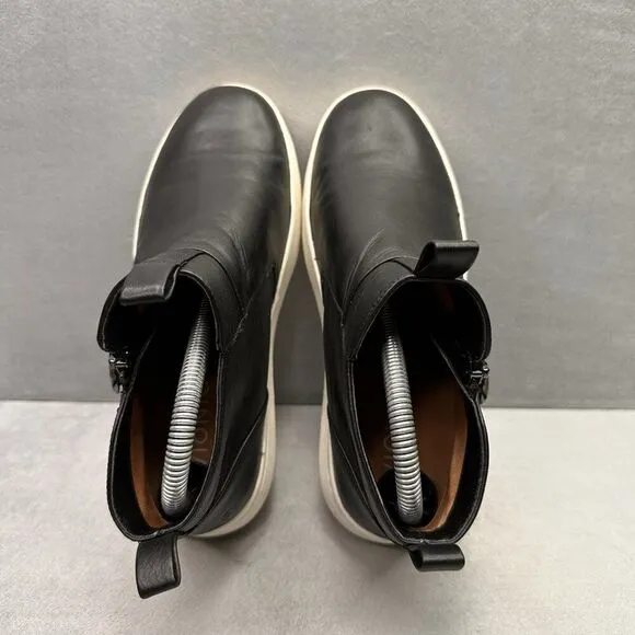 Vionic Brinkely Womens Size 6.5 Sneaker Boot Black Leather Side Zip Slip-On
