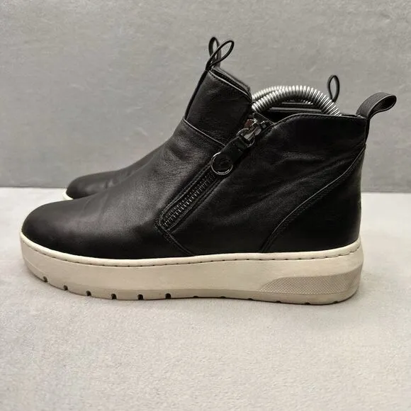 Vionic Brinkely Womens Size 6.5 Sneaker Boot Black Leather Side Zip Slip-On