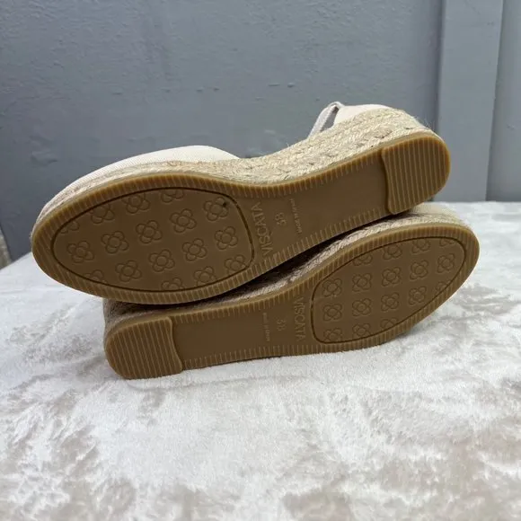 Viscata Formiga Canvas Espadrille Wedge Sandals Shoes Beige 38 US 7 NWOT