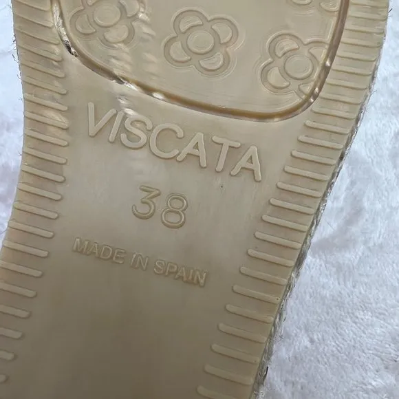 Viscata Formiga Canvas Espadrille Wedge Sandals Shoes Beige 38 US 7 NWOT