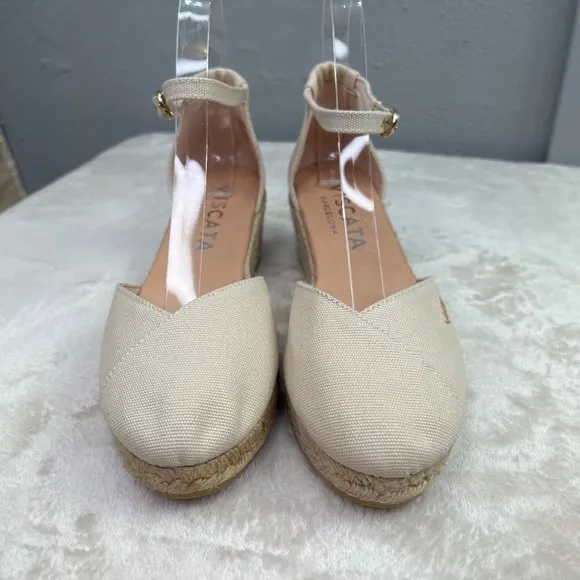 Viscata Formiga Canvas Espadrille Wedge Sandals Shoes Beige 38 US 7 NWOT