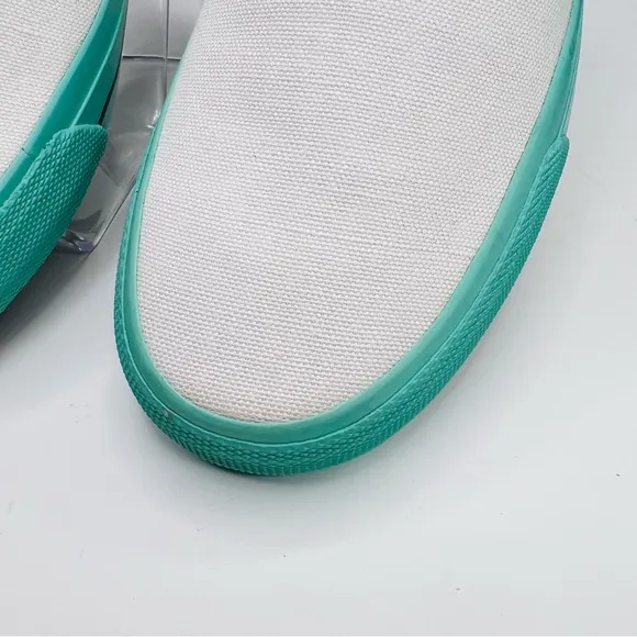 Vision Street Ware Aztec White Teal Black Canvas Skateboard Slip On Sneakers