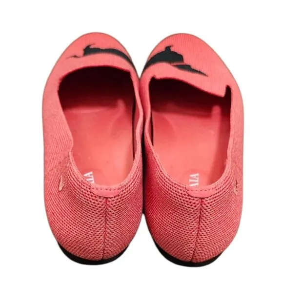Vivaia Audrey Dachsund Weiner Dog Coral Slip On Shoes Womens Sz EU 38 US 7.5