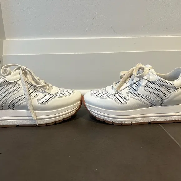 Voile Blanche Maran White Leather Platform Sneaker