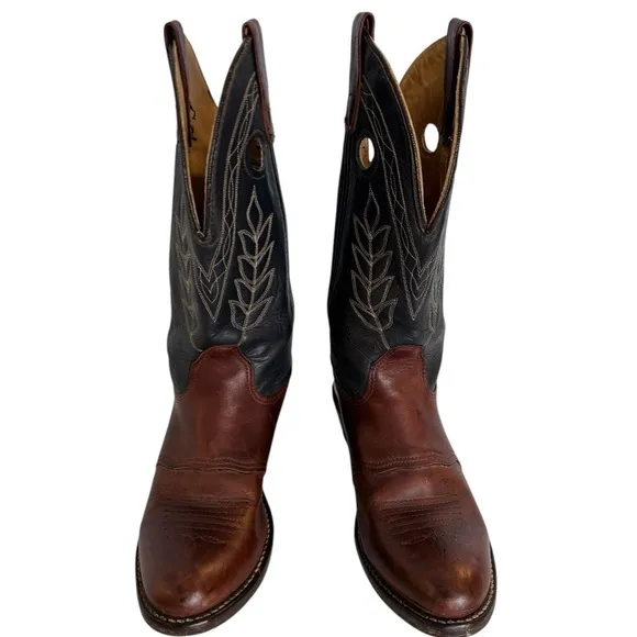 Vtg Double-H Womens Western Cowboy Boots Sz 8.5 M Leather