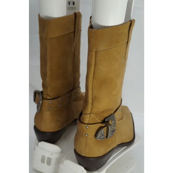 VTG Men's &quot;Martin Drake&quot; Cowboy Boots Brazilian Tan Leather Silver toe SZ 9D