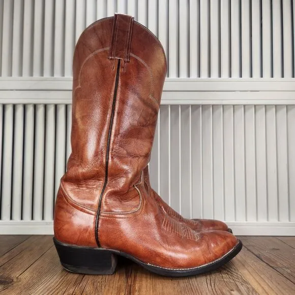 VTG Tony Lama Style 5084 Mens Size 8 D Brown Leather Western Ranch Cowboy Boots