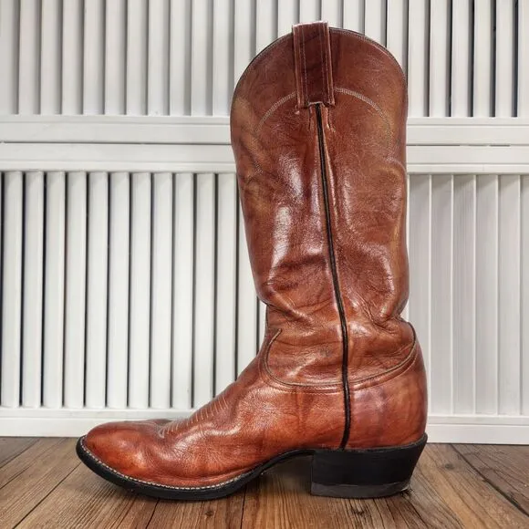 VTG Tony Lama Style 5084 Mens Size 8 D Brown Leather Western Ranch Cowboy Boots
