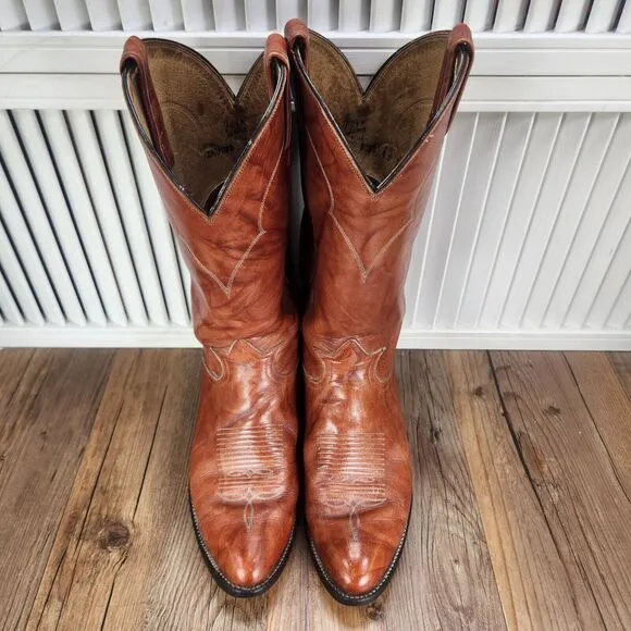 VTG Tony Lama Style 5084 Mens Size 8 D Brown Leather Western Ranch Cowboy Boots