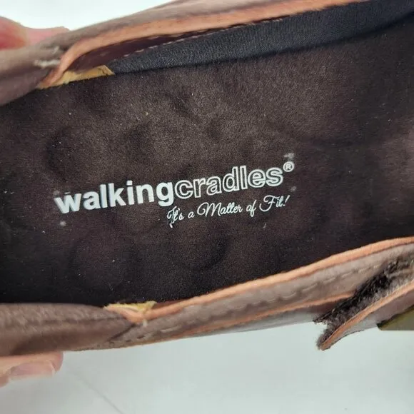 Walking Cradles The Clover Mary Jane Shoes Womens 8 Brown Nubuck Leather Comfort