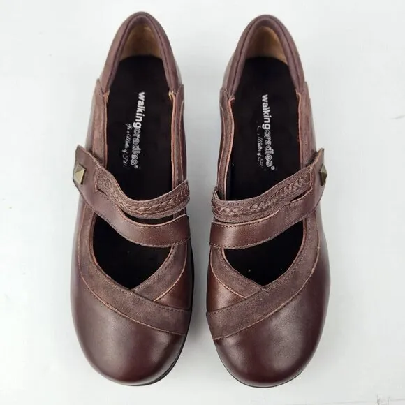 Walking Cradles The Clover Mary Jane Shoes Womens 8 Brown Nubuck Leather Comfort
