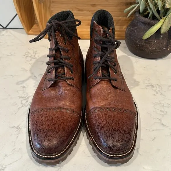 Warfield &amp; Grand Darren cap toe lace up boots rugged academia leather size 11