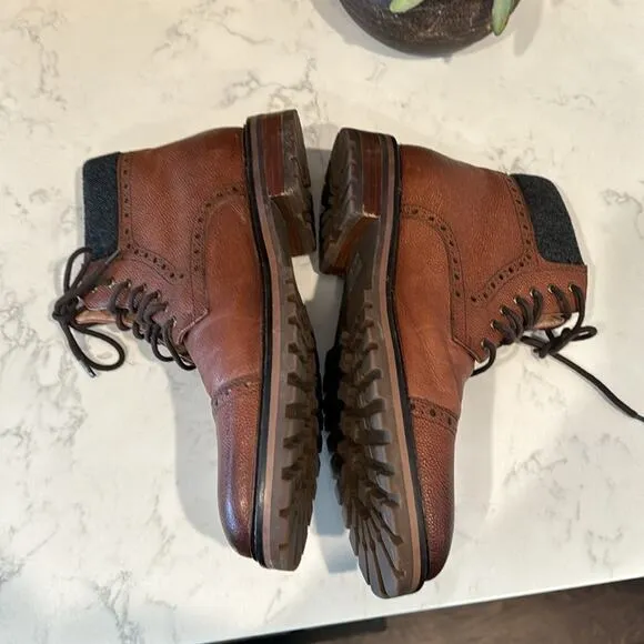 Warfield &amp; Grand Darren cap toe lace up boots rugged academia leather size 11