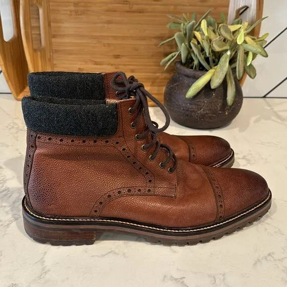 Warfield &amp; Grand Darren cap toe lace up boots rugged academia leather size 11