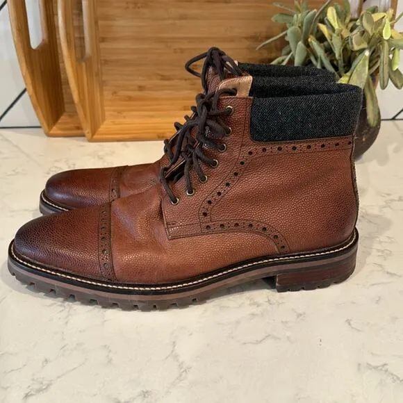 Warfield &amp; Grand Darren cap toe lace up boots rugged academia leather size 11