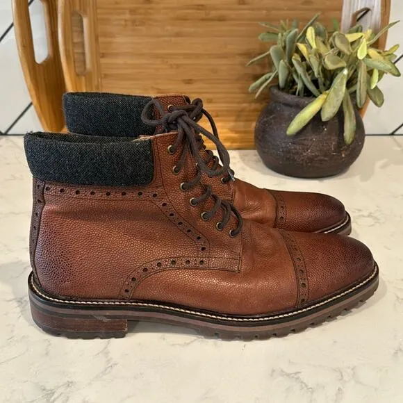 Warfield &amp; Grand Darren cap toe lace up boots rugged academia leather size 11