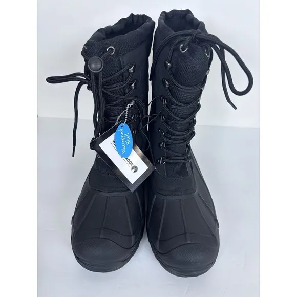 Weatherproof Outdoor Duck Boots Men's Black Waterproof Snow Shoes 10M Vintage
