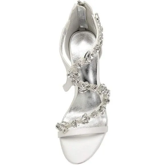 Wedding Women High Heels Satin Crystals Wedding Bridal Sandals Open Toe Bridal