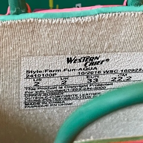 Western Chief Farm Fun Aqua US 2 rain boots