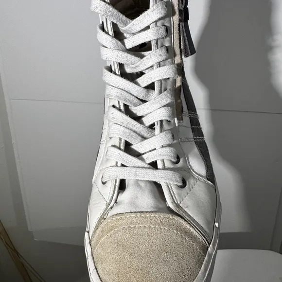 White &amp; Gray Diesel High-Top Sneakers