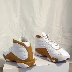 White and Tan High-Top Sneakers