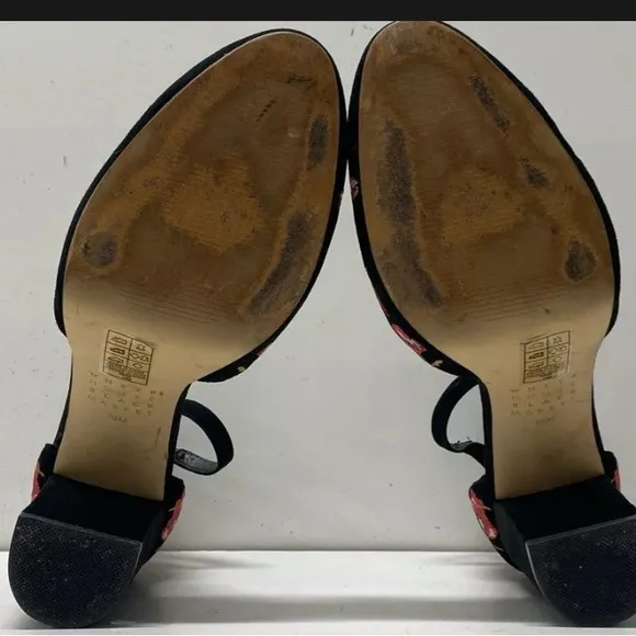 White House Black Market Floral Ankle Strap Heels Shoes Size 10 M