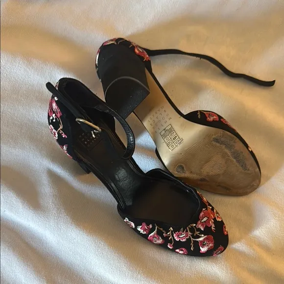 White House, Black Market Floral Embroidered Black Heels