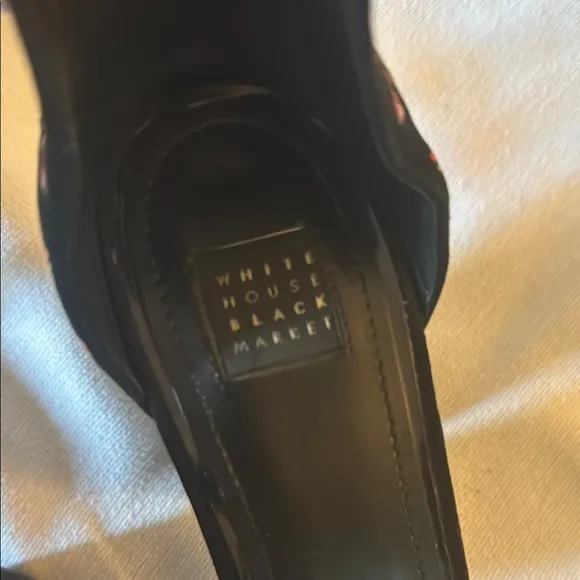 White House, Black Market Floral Embroidered Black Heels
