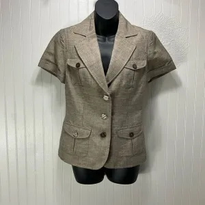 WHITE HOUSE BLACK MARKET Linen Blend Short Sleeve Blazer