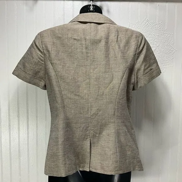 WHITE HOUSE BLACK MARKET Linen Blend Short Sleeve Blazer
