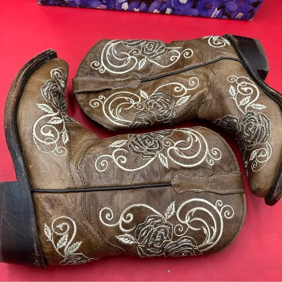 Wildflowers bluebonnet girls 1 inlay embroidered cowgirl boots