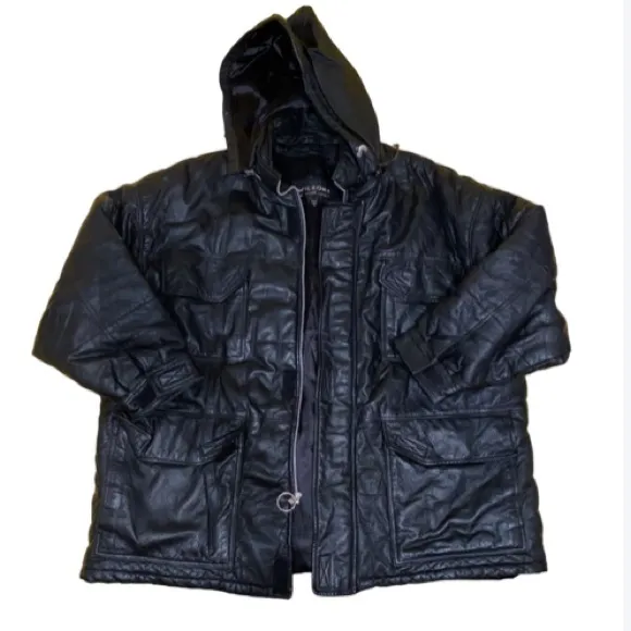 Wilsons Leather Coat Men’s 1X XL Removable Hood Very Minor Flaws Great Condition