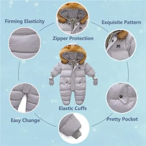 Winter Snowsuit Coat Romper Outwear Hooded Footie Toddler