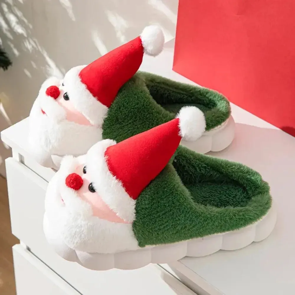 Winter Warm Slipper Christmas Fashion Snow Cold Warm Home Cotton Slippers Women Girls Shoes Cute Santa Claus Footwear