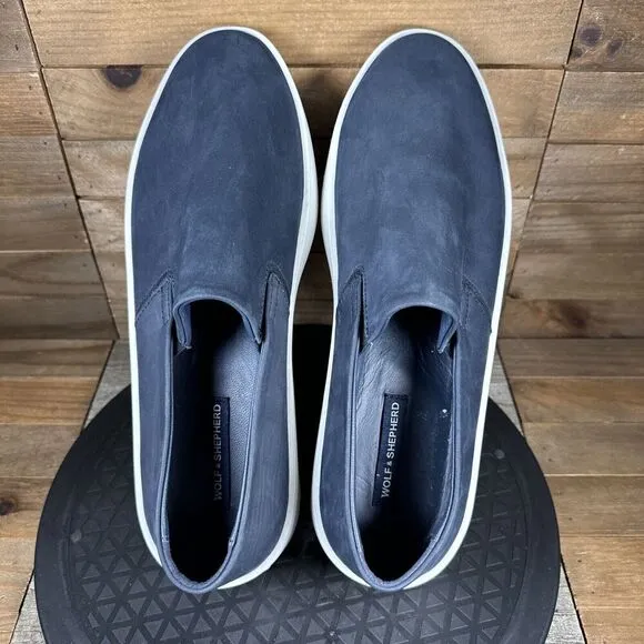 Wolf &amp; Shepherd Men’s Size US 8 'Cruise' Slip On Blue Mules Shoes Leather