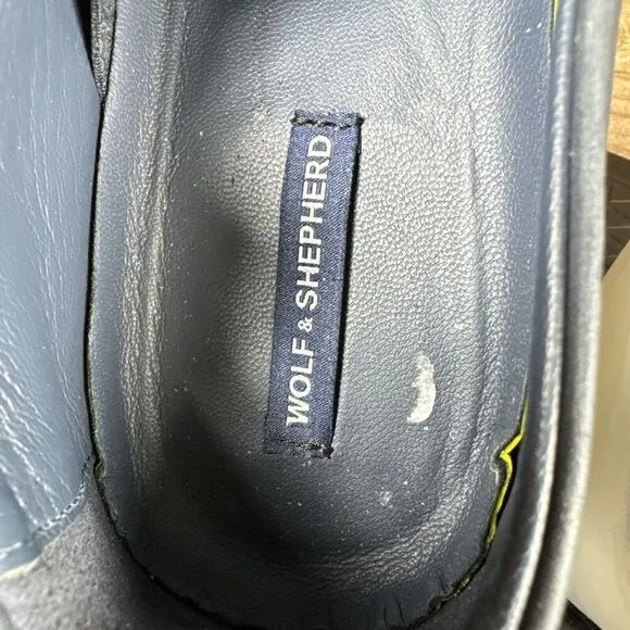 Wolf &amp; Shepherd Men’s Size US 8 'Cruise' Slip On Blue Mules Shoes Leather