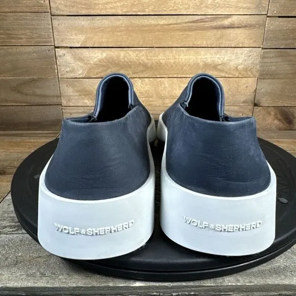 Wolf &amp; Shepherd Men’s Size US 8 'Cruise' Slip On Blue Mules Shoes Leather