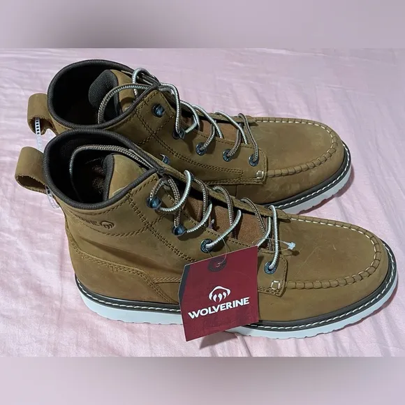 Wolverine Tan Soft Toe Trade Wedge Unlined 6&quot; Moc-Toe Work Boots