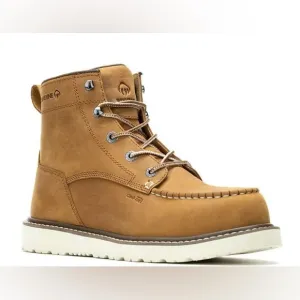 Wolverine Tan Soft Toe Trade Wedge Unlined 6&quot; Moc-Toe Work Boots