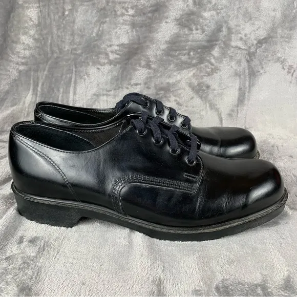 Wolverine Work Shoes Mens Sz 11 D Leather Black Oxfords Made In USA Protective