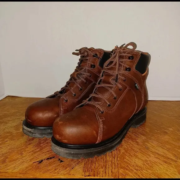 Women's 6.5M Timberland PRO 6&quot; Rigmaster Alloy Toe Work Boots Brwn Leather 88117