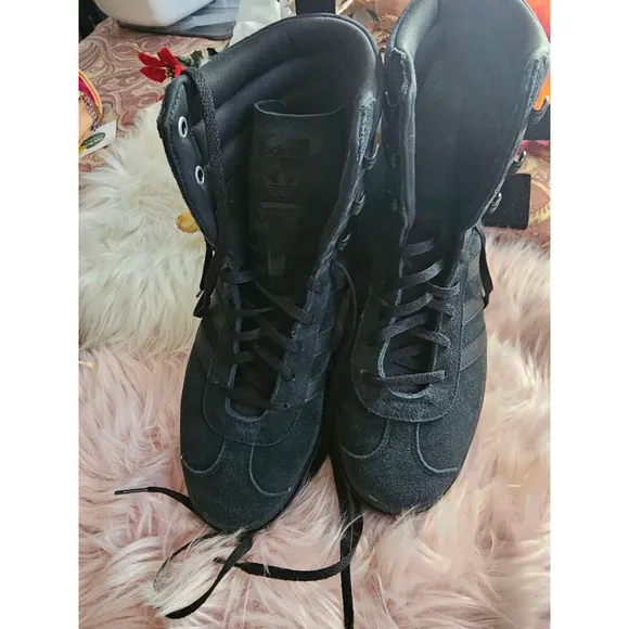 Women's Adidas Gazelle High Top Sneakers Black