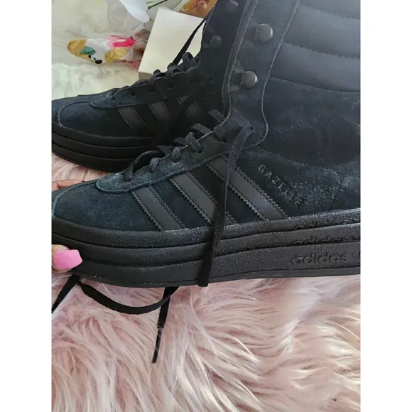 Women's Adidas Gazelle High Top Sneakers Black