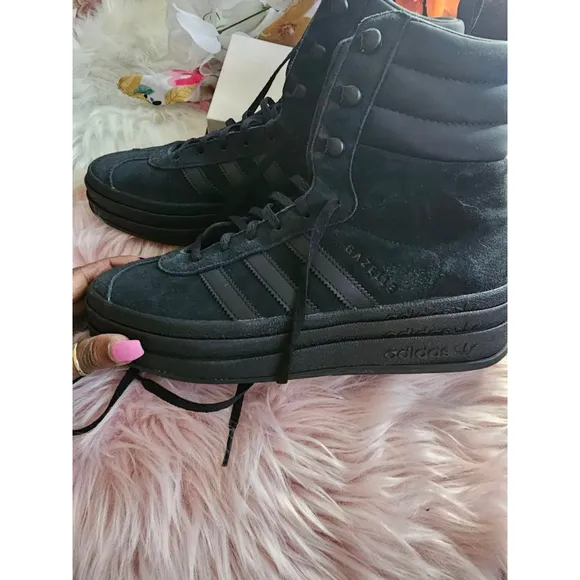 Women's Adidas Gazelle High Top Sneakers Black