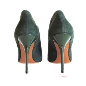 Women's Ankle Boots Designer ENRICO LUGANI Green Suede High Heel Boots 9.M