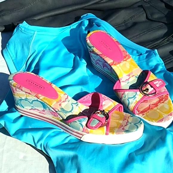 Women's Coach multi colored sandals size 9.5