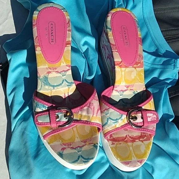 Women's Coach multi colored sandals size 9.5