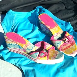 Women's Coach multi colored sandals size 9.5